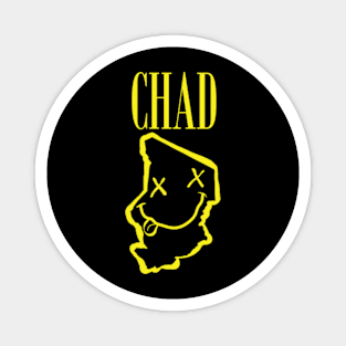 Vibrant Republic of Chad Africa x Eyes Happy Face: Unleash Your 90s Grunge Spirit! Smiling Squiggly Mouth Dazed Smiley Face Magnet